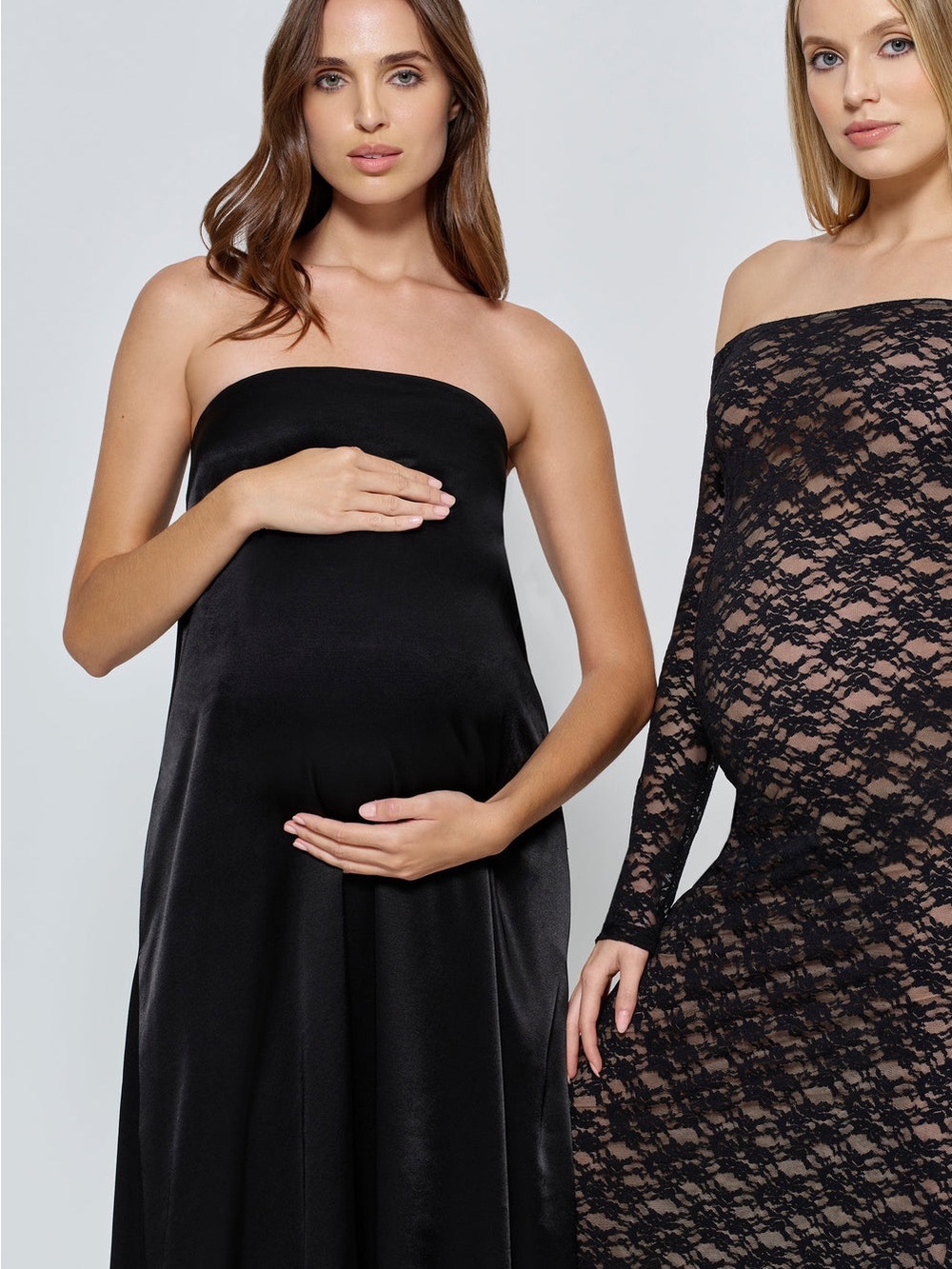 Bumpsuit Brushed Satin Gown - Black